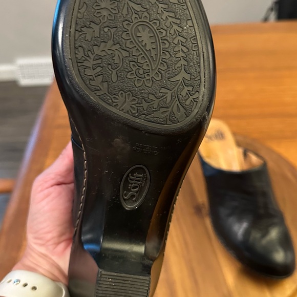 Sofft Madrid Black Leather Heeled Mules Size 7 Comfortable Classic Slip-On Shoes - Picture 9 of 16